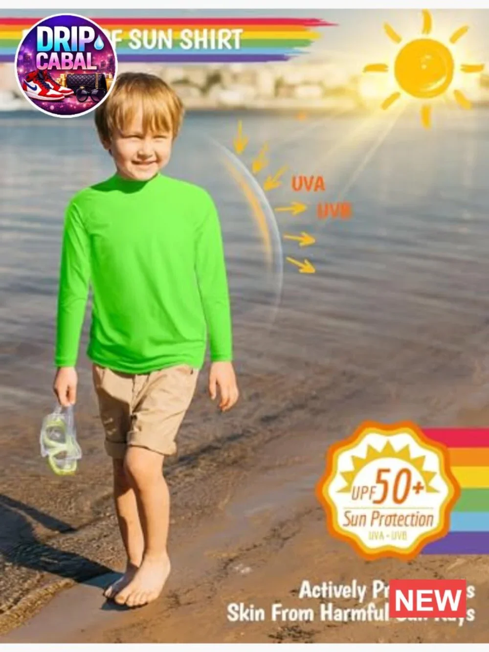 Boys UPF 50 Long Sleeve Rash Guard Swim Shirt Toddler Sun Protection